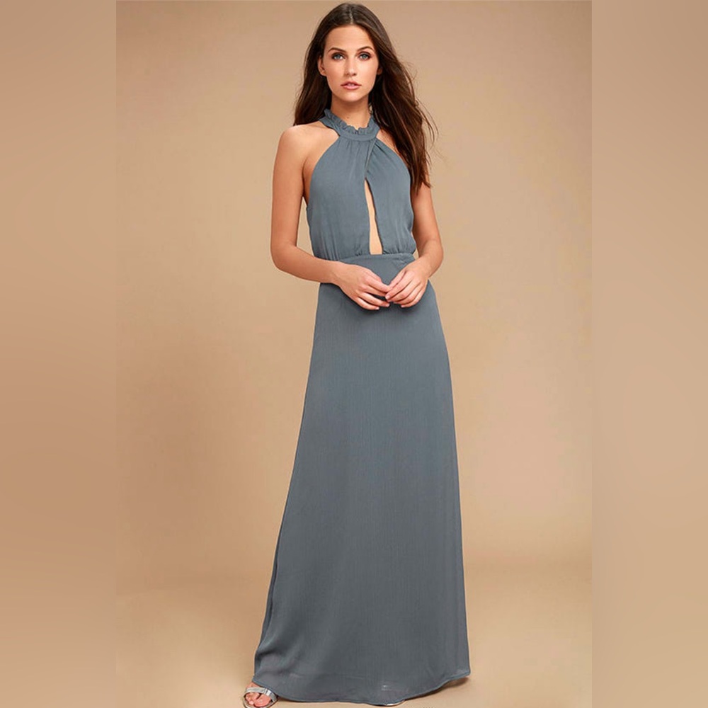 Lulus slate gray maxi dress